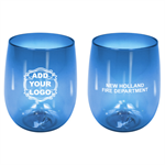 Custom 12 oz Plastic Stemless Cup - Blue