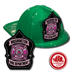 Custom Green FIre Hats w/ Pink Maltese Cross