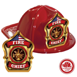 Stock Red Jr. Fire Chief Hat - Scramble Shield