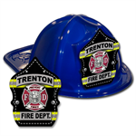 Custom Striped Shield on Blue Fire Hat