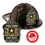 Custom Brown Army Logo in Black Fire Hat