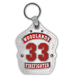 Custom Vinyl Shield Key Tag - White Leather Look