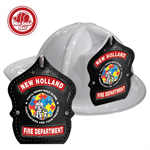 Custom Fire Hats - White - Autism Awareness Firefighter Shield