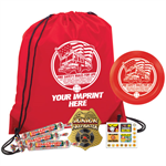 Imprinted Cinch Backpack - Red - w/ Mini Flyer Pack