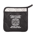 Custom Fire Safety Pot Holder w/ Pocket - Black