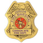 Custom Jr. Fire Marshal Stick-On Badge in Gold
