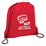 Imprinted Red Cinch Backpack - Smoke Alarm