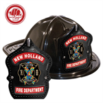 Custom Fire Hats - Black - Autism Awareness Ribbon Shield