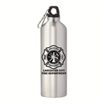 Imprinted 26 oz. Aluminum Sports Bottle w/ Carabiner - Silver