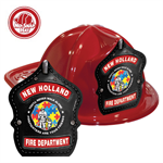 Custom Fire Hats - Red - Autism Awareness Firefighter Shield