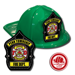 Custom Green Hat with Black Jr FF Cross Shield