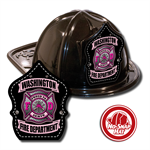 Custom Black Fire Hat w/ Pink Maltese Cross