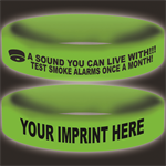 Custom Glow Band - Green - Smoke Alarm Message