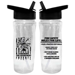 Custom Clear 18 oz Bottle w/ Flip Up Straw