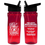 Custom Red 18 oz Bottle w/ Flip Up Straw
