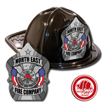 Custom Black Fire Hat with Silver Eagle Shield