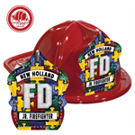 Custom Fire Hats - Red - Autism Awareness Puzzle Shield