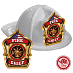 Stock White Jr, Fire Chief Hat - Scramble Shield