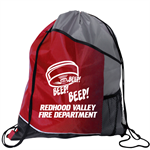Red Smoke Alarm Pocket Drawstring Backpack