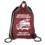 Burgundy Drawstring Backpack - Fire Truck