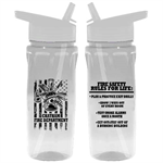 Custom Clear 18 oz Bottle w/ Flip Up Straw