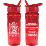 Custom Red 18 oz Bottle w/ Flip Up Straw