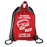 Red Drawstring Backpacks - Smoke Alarm