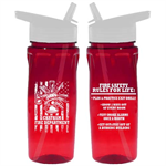 Custom Red 18 oz Bottle w/ Flip Up Straw