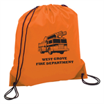 Imprinted Orange Cinch Backpack - Fire Truck