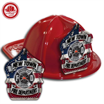 Custom Red Fire hat w/ Americana Shield