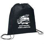 Imprinted Black Cinch Backpack - Fire Truck