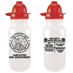 Imprinted 20 oz White Bike Bottle w/ Fire Hat Lid - Autism Awareness Firefighter