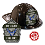 Custom Tan Air Force Logo in Black Fire Hat
