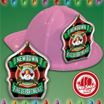 Imprinted Fire Hats - Pink - Happy Holiday Shield