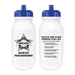 Custom 20 oz. Bike Bottle - White w/ Blue Lid