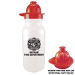 Imprinted 20oz White Bike Bottle w/ Fire Hat Lid