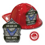 Custom Tan Air Force Logo in Red Fire Hat