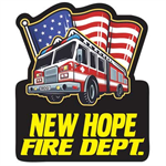 Custom Outdoor Vinyl Sticker - Fire Truck w/ Flag