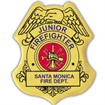 Custom Jr. Firefighter Stick-On Badge in Gold
