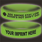 Imprinted Glow Awareness Band - Green - See Smoke Stay Low Message