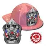 Custom Pink Fire Hat with Silver Eagle Shield