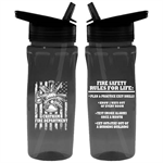 Custom Black 18 oz Bottle w/ Flip Up Straw