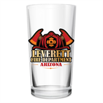 Imprinted 16oz Pint Glass - Fire Helmet W/ Axe