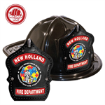 Custom Fire Hats - Black - Autism Awareness Firefighter Shield