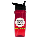 Custom 18oz. Flip Lid Bottle w/ Full Color Imprint - Red