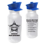 Imprinted 20 oz White Bike Bottle w/ Police Hat Lid - Police Star