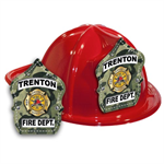 Imp. Fire Hats - Red w/ Green Camo Shield