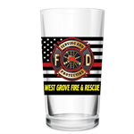 Imprinted 16oz Pint Glass - Maltese Cross W/ Red Line