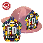 Custom Fire Hats - Pink - Autism Awareness Puzzle Shield