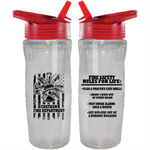 Custom Clear 18 oz Bottle w/ Flip Up Straw